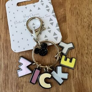 Disney Mickey Mouse Black and Silver Keychain